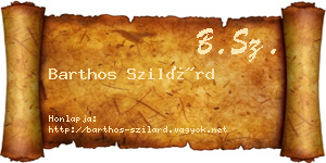 Barthos Szilárd névjegykártya